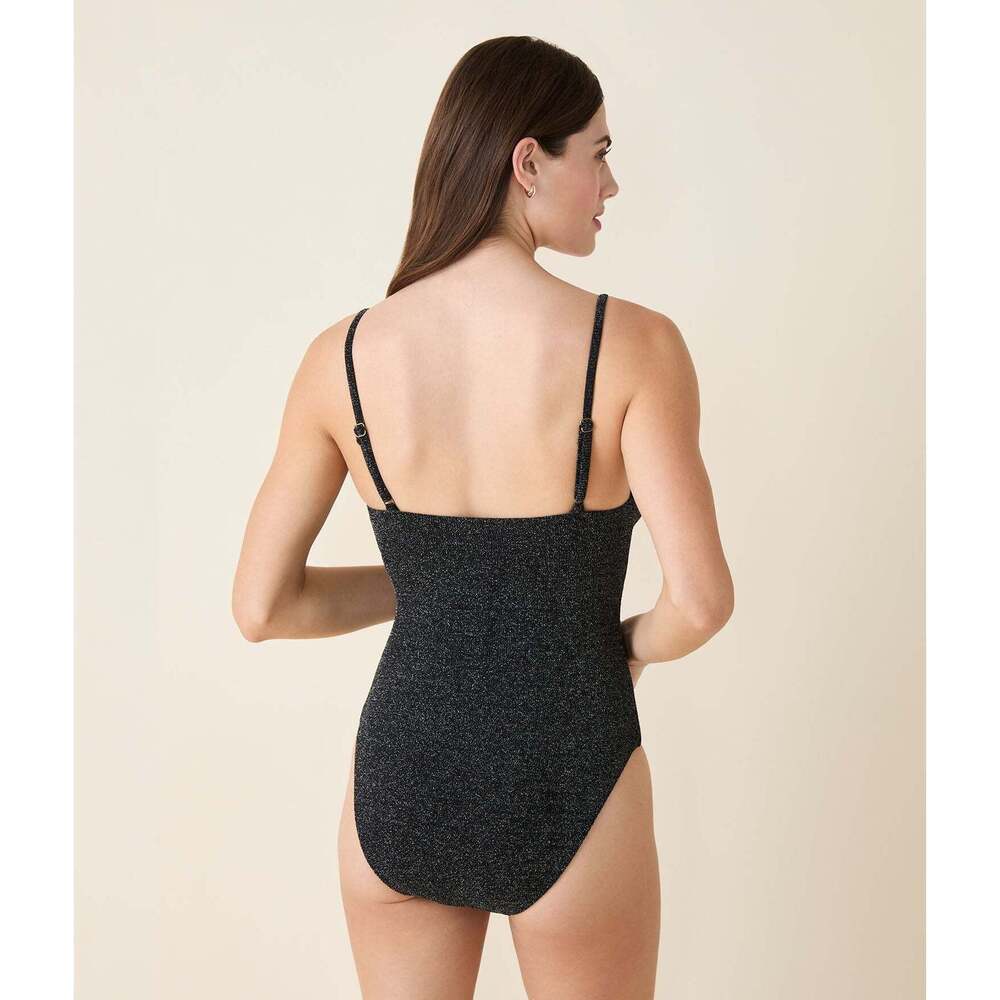 Andie The Lanikai - Lurex Rib - Black Silver - Long Torso Size L. LONG TORSO. - Picture 2 of 8